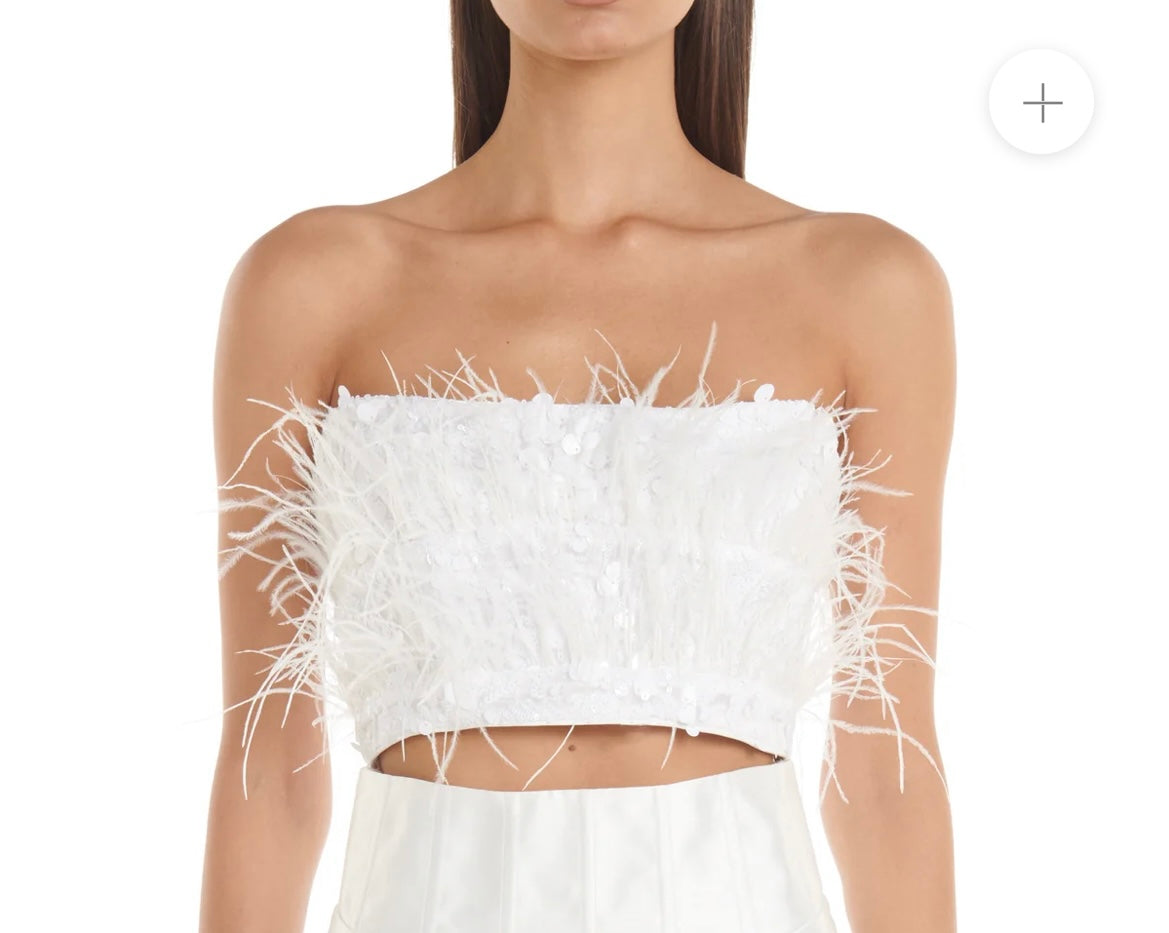 White Feather Bandeau Crop