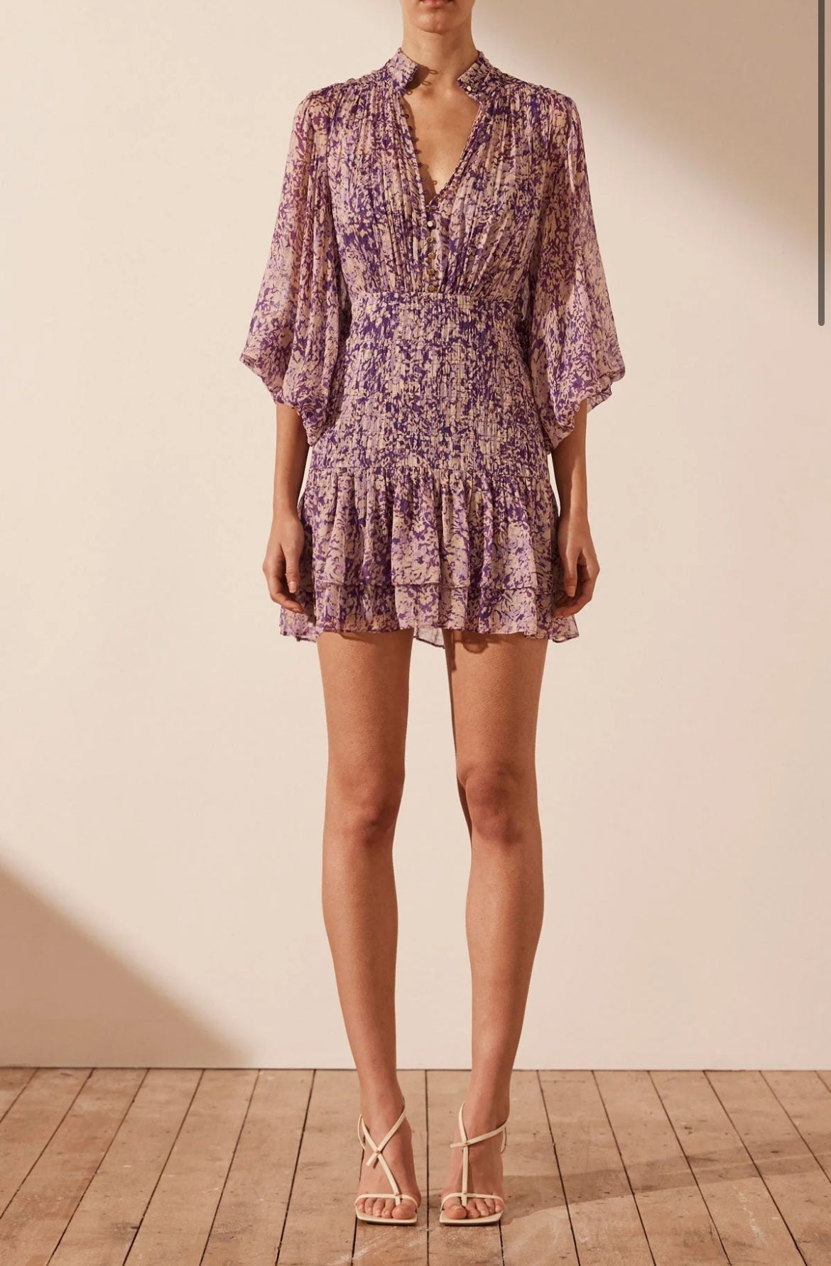 Shona Joy - Aurier Button Up Ruched Mini Dress - Size 6